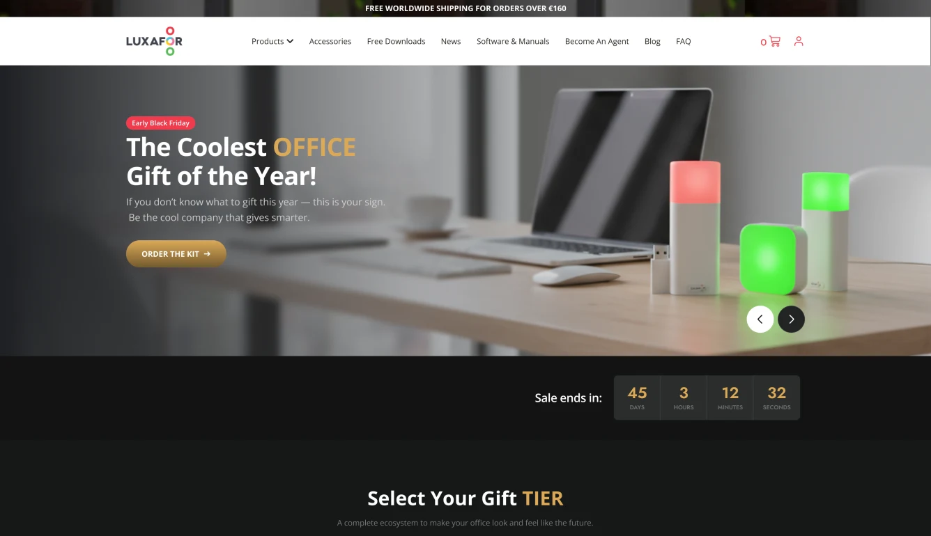 Kā Luxafor atvēra jaunu WooCommerce interneta veikalu un pārgāja uz nepārtrauktu optimizāciju — desktop