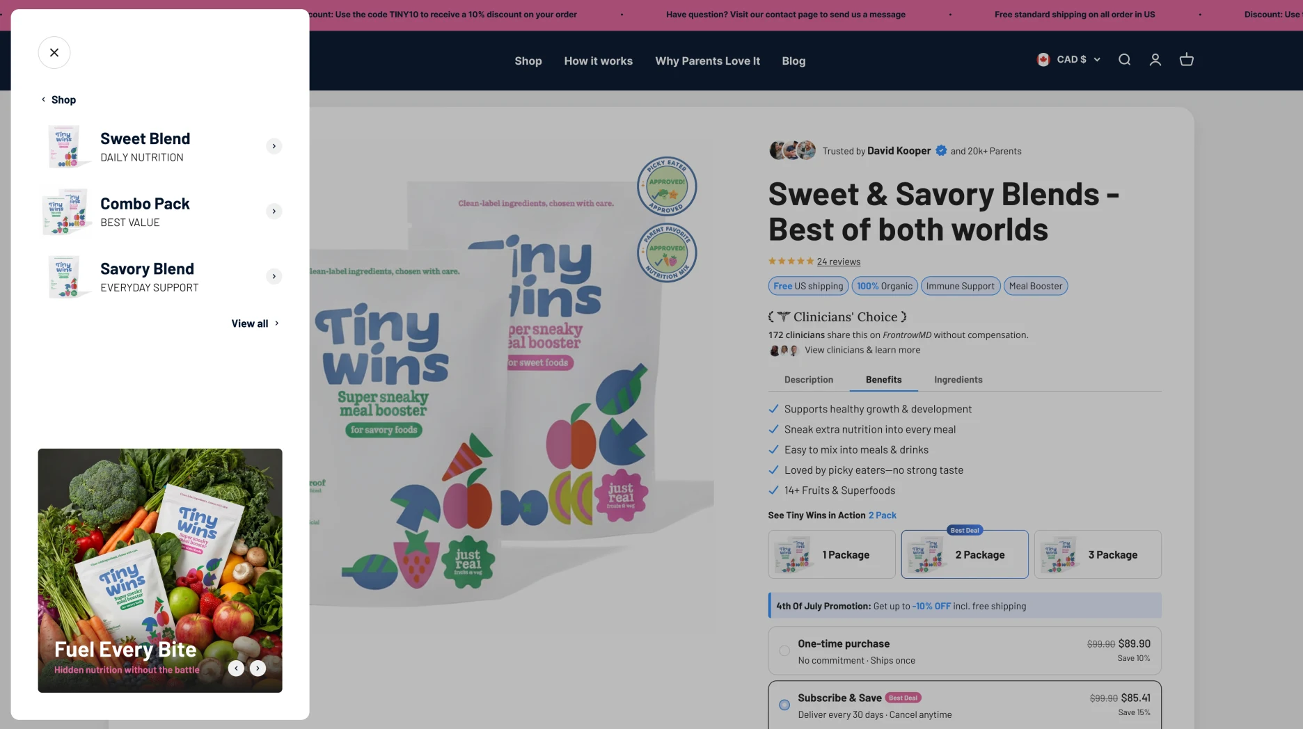 TinyWins product page